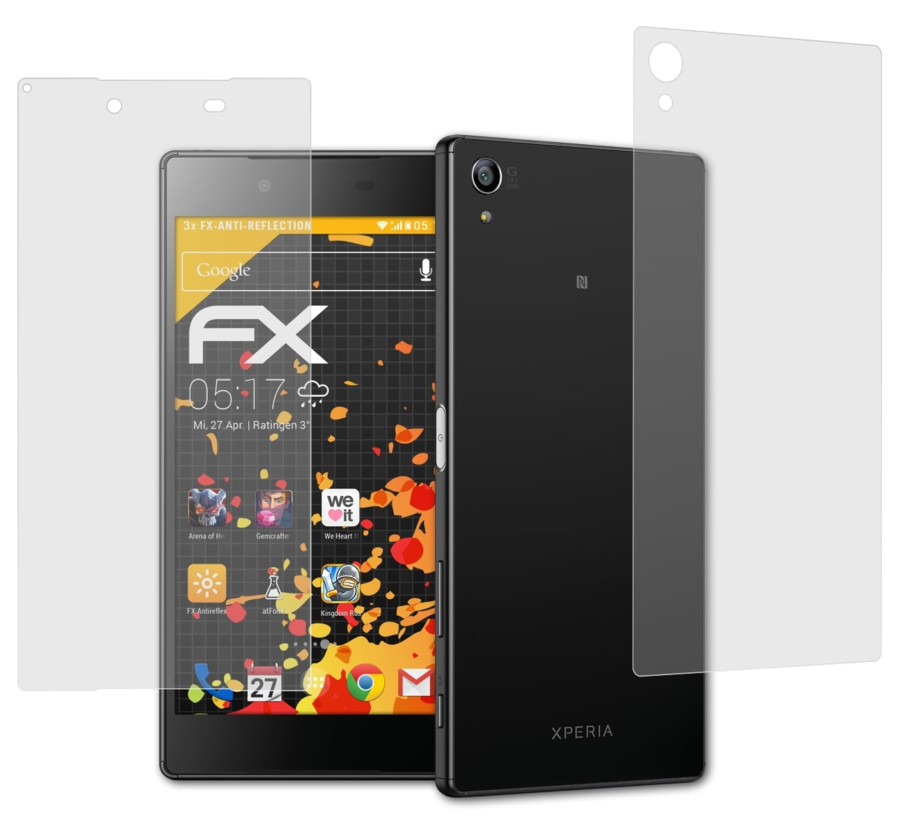ATFOLIX 3x FX-Antireflex Displayschutz(für Sony Z5 Xperia Premium)