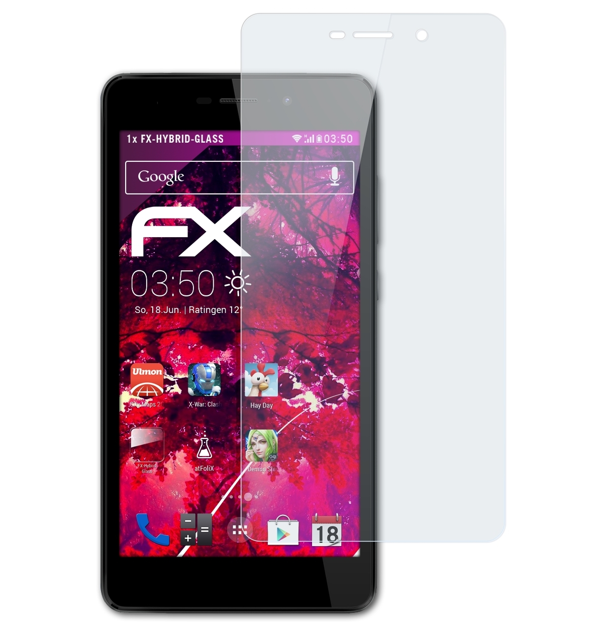 ATFOLIX FX-Hybrid-Glass Fab Wiko Schutzglas(für Pulp 4G)