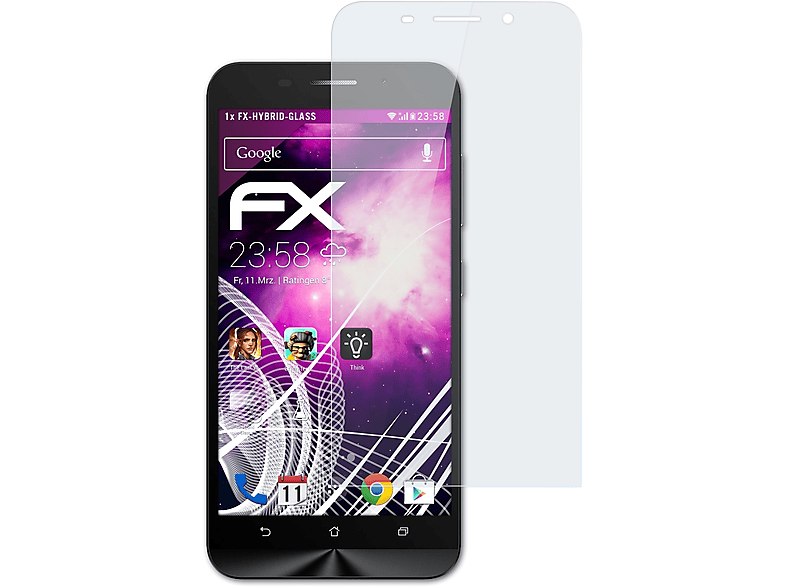 Max ATFOLIX Asus (ZC550KL)) FX-Hybrid-Glass Schutzglas(für ZenFone