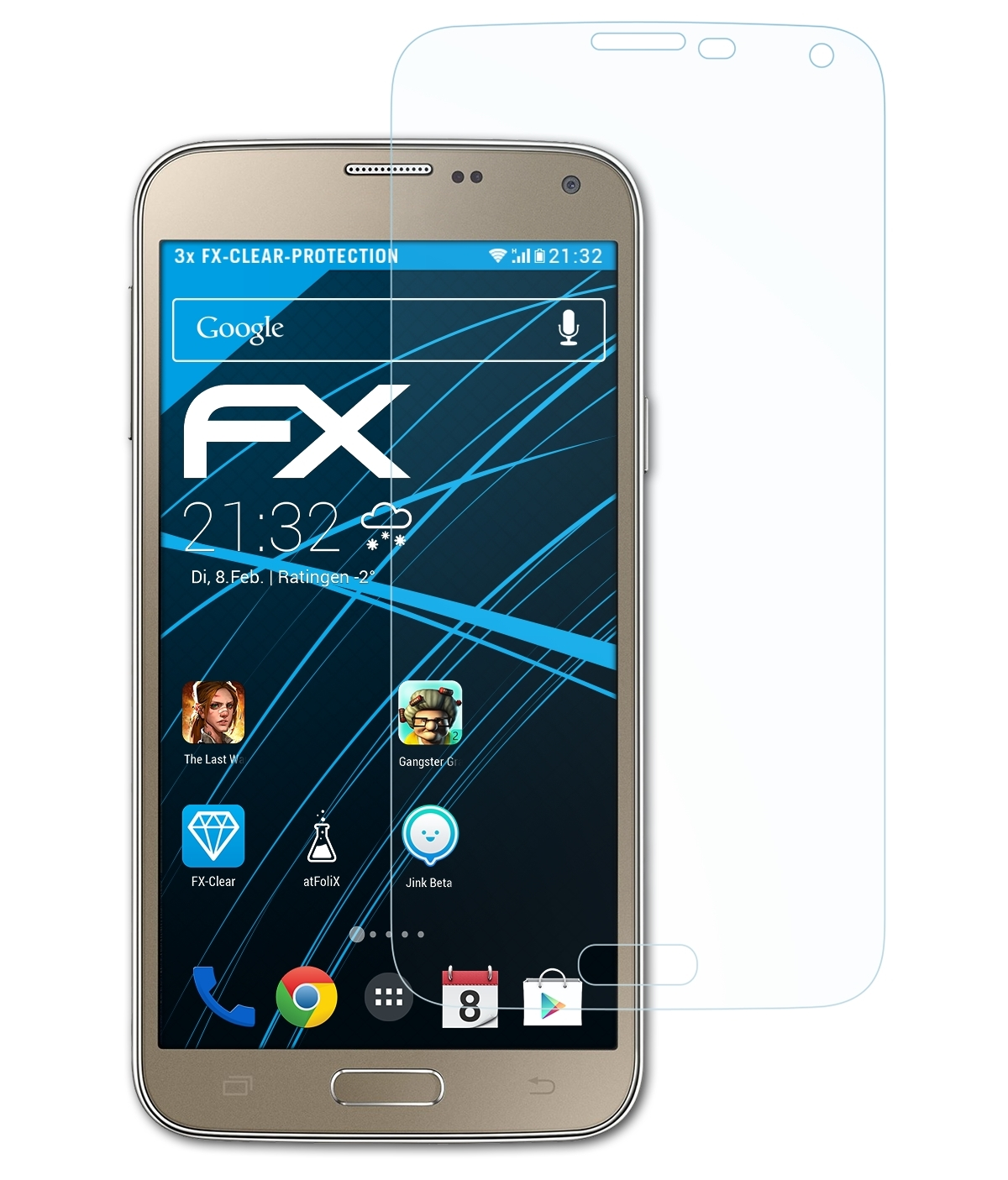 3x Displayschutz(für Samsung (G903F)) S5 FX-Clear Galaxy Neo ATFOLIX
