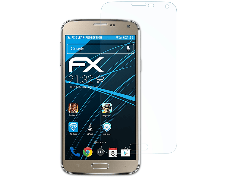 3x Displayschutz(für Samsung (G903F)) S5 FX-Clear Galaxy Neo ATFOLIX