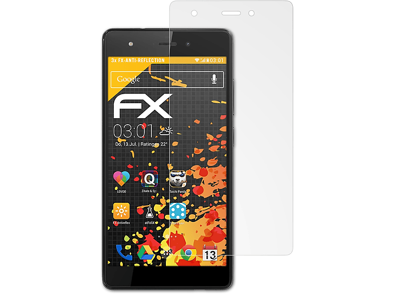 ATFOLIX 3x FX-Antireflex Displayschutz(für Wiko 4G) Pulp