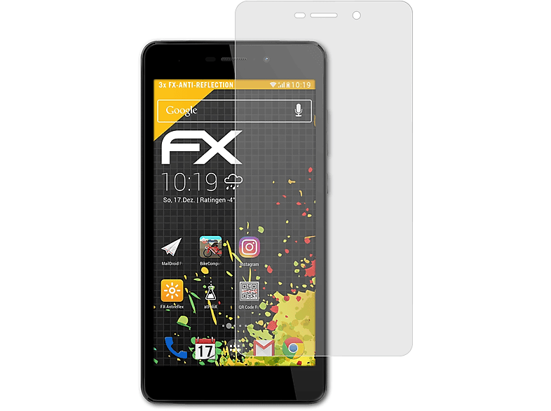 ATFOLIX 3x FX-Antireflex Displayschutz(für Wiko Pulp Fab 4G)
