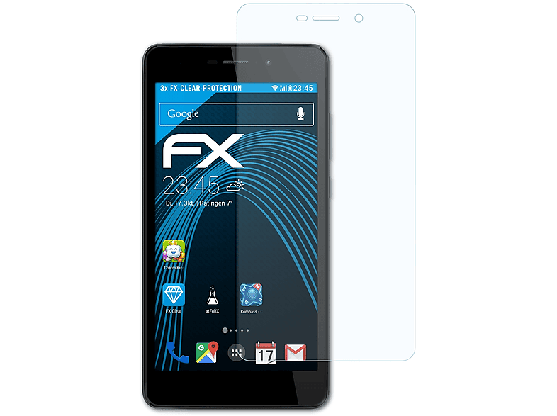 ATFOLIX 3x Displayschutz(für Fab Wiko FX-Clear 4G) Pulp