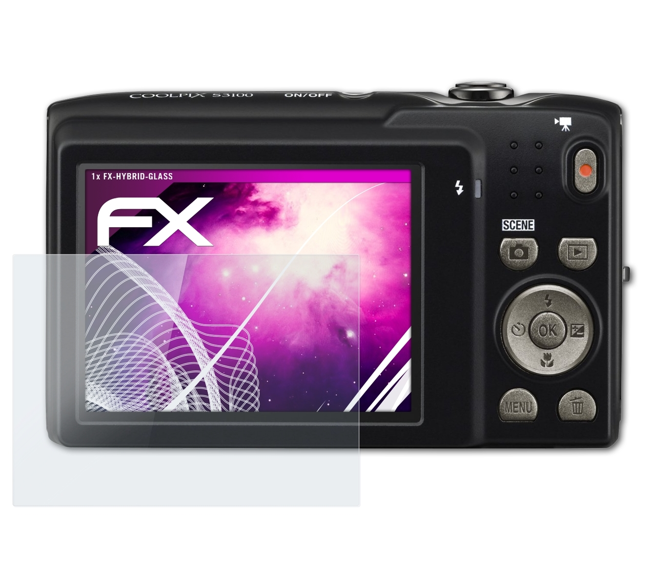 S3100) FX-Hybrid-Glass Nikon ATFOLIX Schutzglas(für Coolpix
