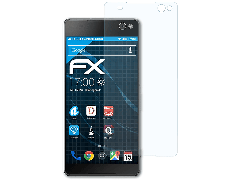 ATFOLIX 3x FX-Clear Displayschutz(für Sony Xperia C5 Ultra)