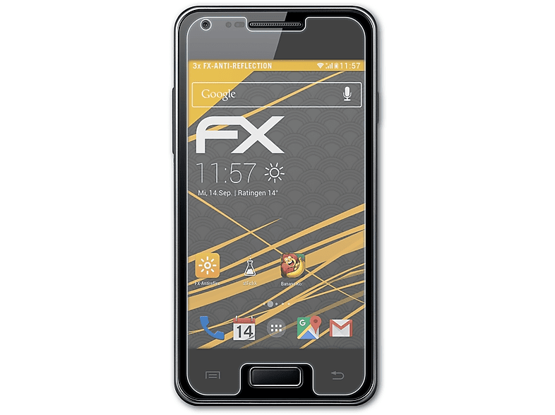 ATFOLIX 3x (GT-I9070)) FX-Antireflex Samsung S Galaxy Displayschutz(für Advance