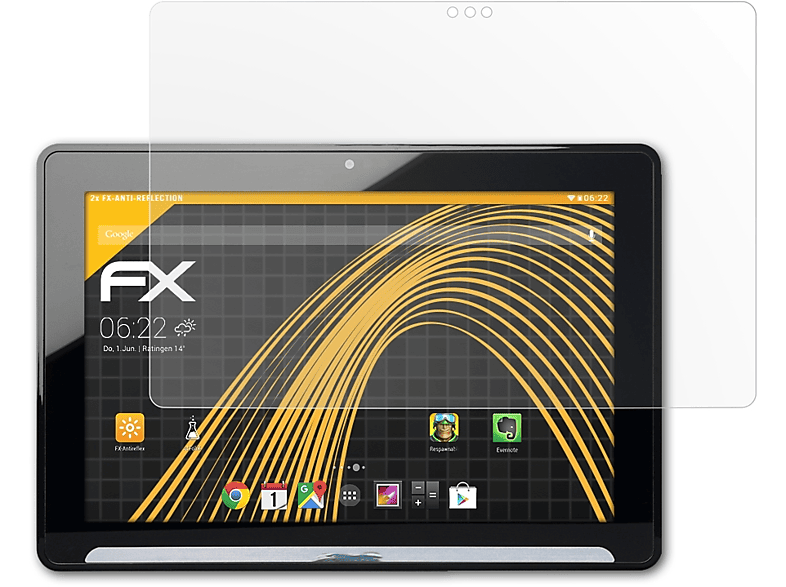 ATFOLIX 2x FX-Antireflex Displayschutz(für Medion LIFETAB P9514 (MD99000)) | Tabletschutzfolien