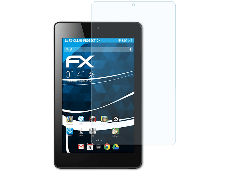 ATFOLIX 2x FX-Clear Displayschutz(für (B1-760HD)) One 7 Acer Iconia