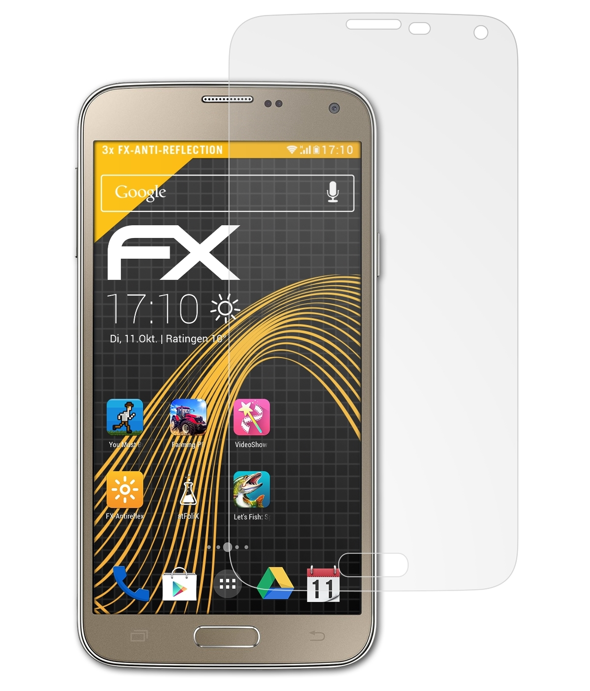 (G903F)) Samsung Neo 3x FX-Antireflex Displayschutz(für Galaxy ATFOLIX S5