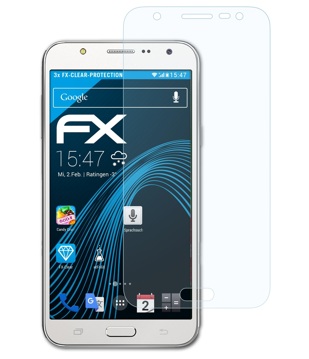 J5 (2015)) ATFOLIX Displayschutz(für Samsung 3x FX-Clear Galaxy