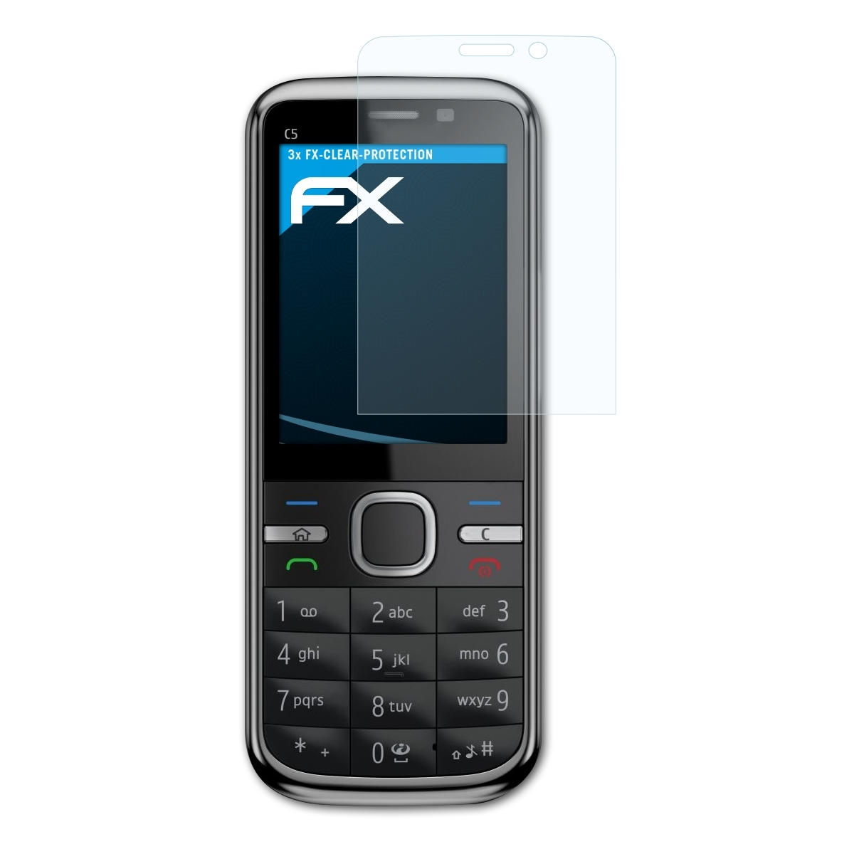 ATFOLIX 3x FX-Clear Displayschutz(für Nokia C5-00 MP5)
