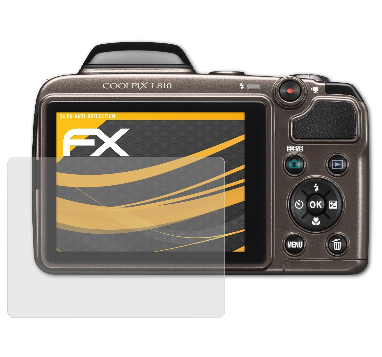 Nikon L810) 3x Displayschutz(für Coolpix ATFOLIX FX-Antireflex