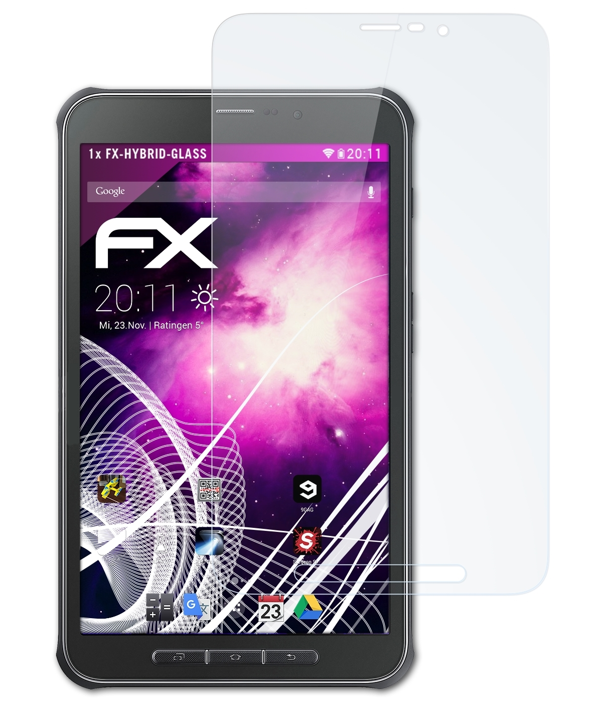 Schutzglas(für Tab Galaxy FX-Hybrid-Glass Active (SM-T365)) 8.0 ATFOLIX Samsung