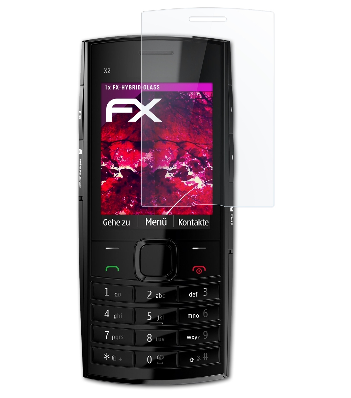X2-02) Schutzglas(für Nokia ATFOLIX FX-Hybrid-Glass
