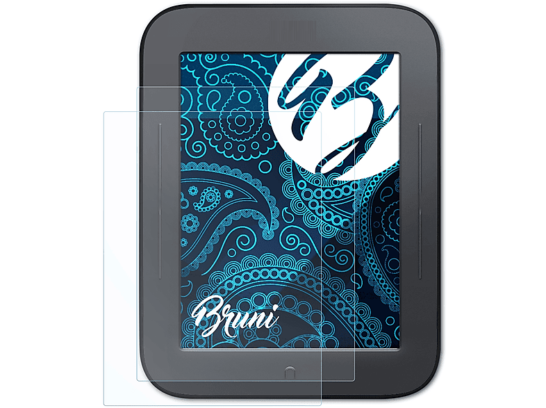 BRUNI 2x Basics-Clear Schutzfolie(für Barnes & Noble NOOK Simple Touch)