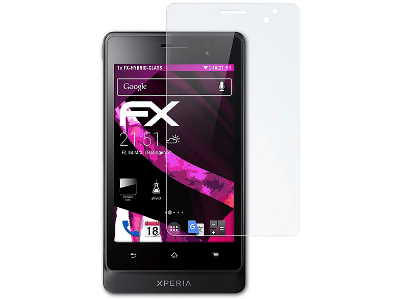 ATFOLIX FX-Hybrid-Glass Schutzglas(für Sony Go) Xperia
