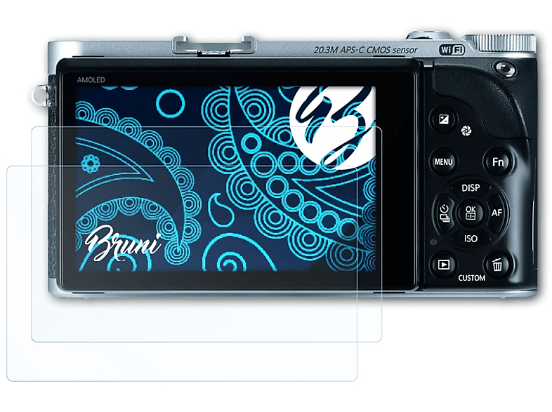 BRUNI 2x Basics-Clear Schutzfolie(für Samsung NX300) | Kamera Schutzfolie