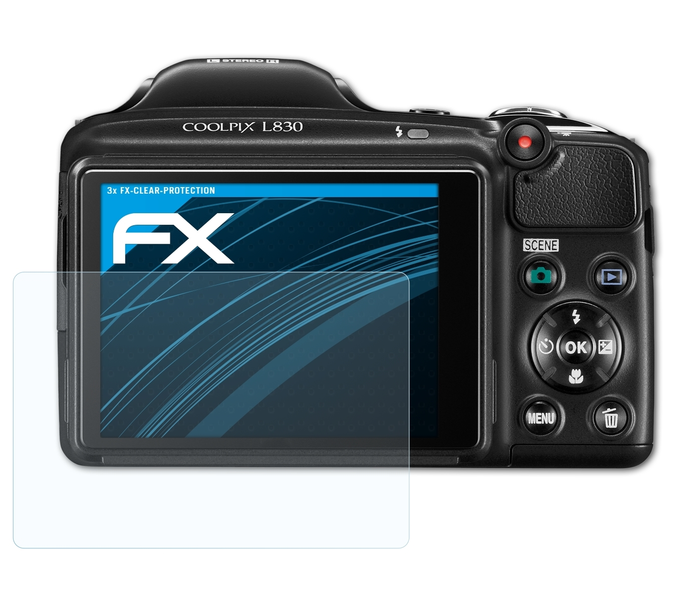 ATFOLIX Coolpix Displayschutz(für L830) Nikon FX-Clear 3x