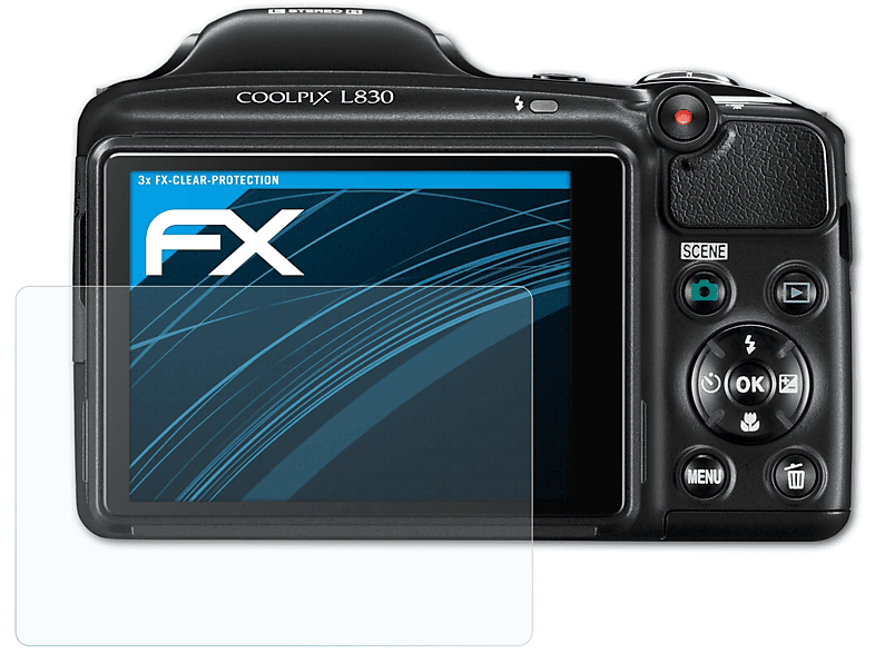 ATFOLIX 3x Displayschutz(für Coolpix L830) FX-Clear Nikon