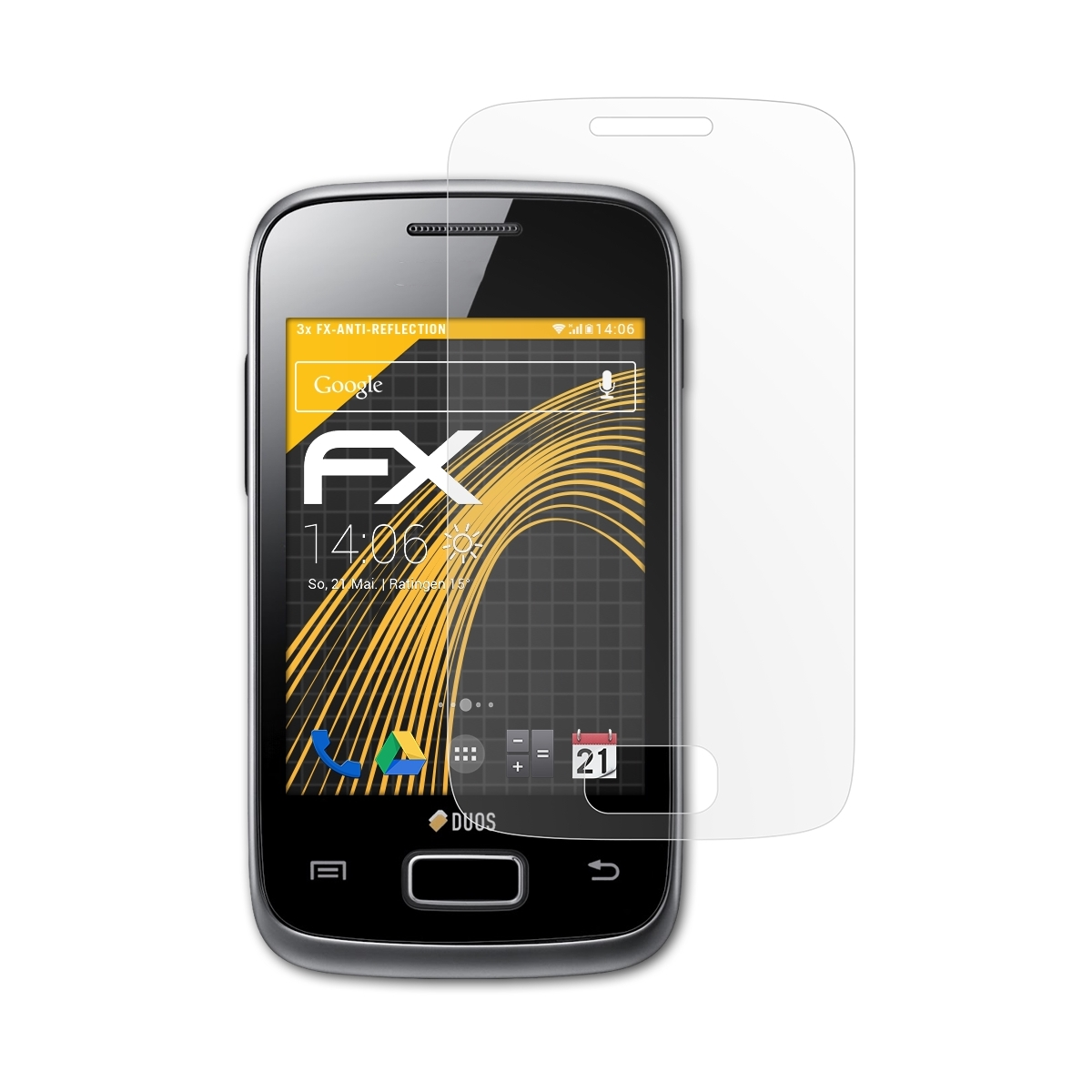 ATFOLIX 3x Y Duos (GT-S6102)) Galaxy FX-Antireflex Displayschutz(für Samsung