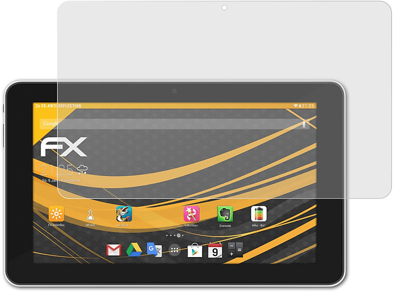 ATFOLIX 2x FX-Antireflex Displayschutz(für Trekstor Volks-Tablet 10.1 (1.Generation))