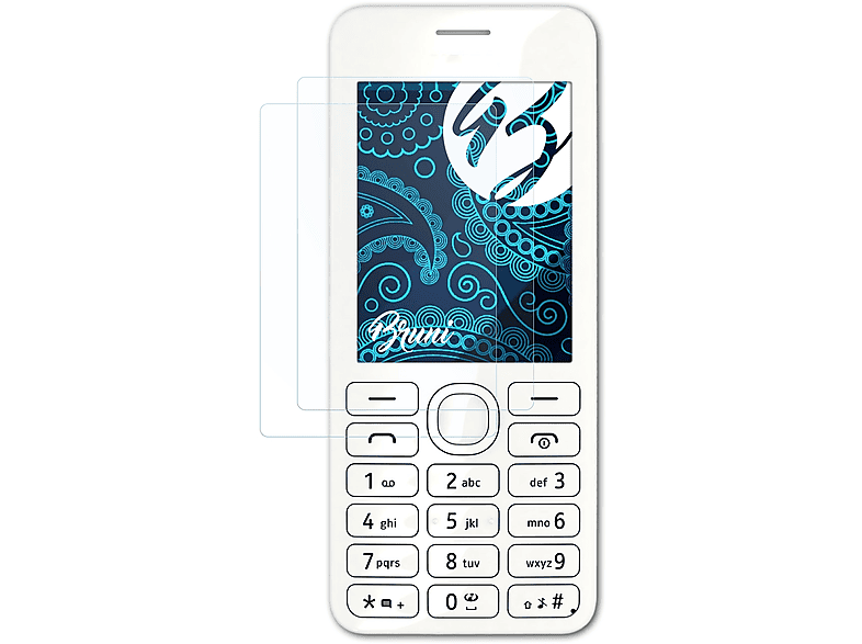 BRUNI 2x Basics-Clear Schutzfolie(für Nokia Asha 206)