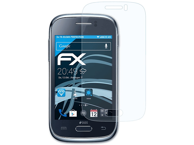 ATFOLIX Duos) FX-Clear Displayschutz(für 3x / Galaxy Young Young Samsung