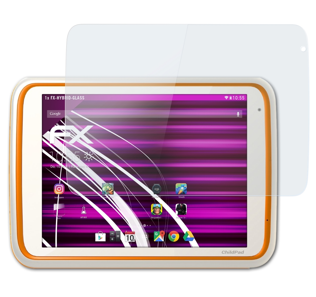 ATFOLIX FX-Hybrid-Glass ChildPad) 80 Archos Schutzglas(für