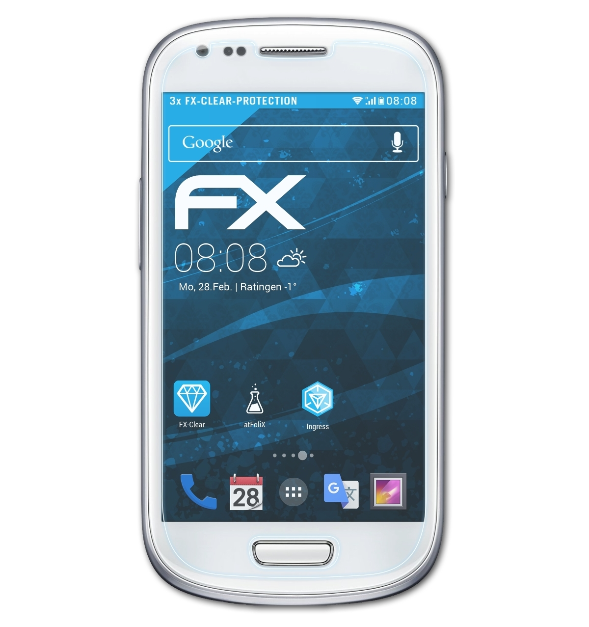 ATFOLIX 3x FX-Clear Displayschutz(für Samsung (GT-i8190)) mini S3 Galaxy