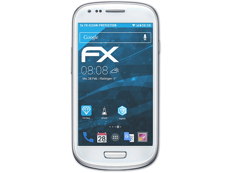 ATFOLIX 3x Displayschutz(für (GT-i8190)) Samsung Galaxy mini FX-Clear S3