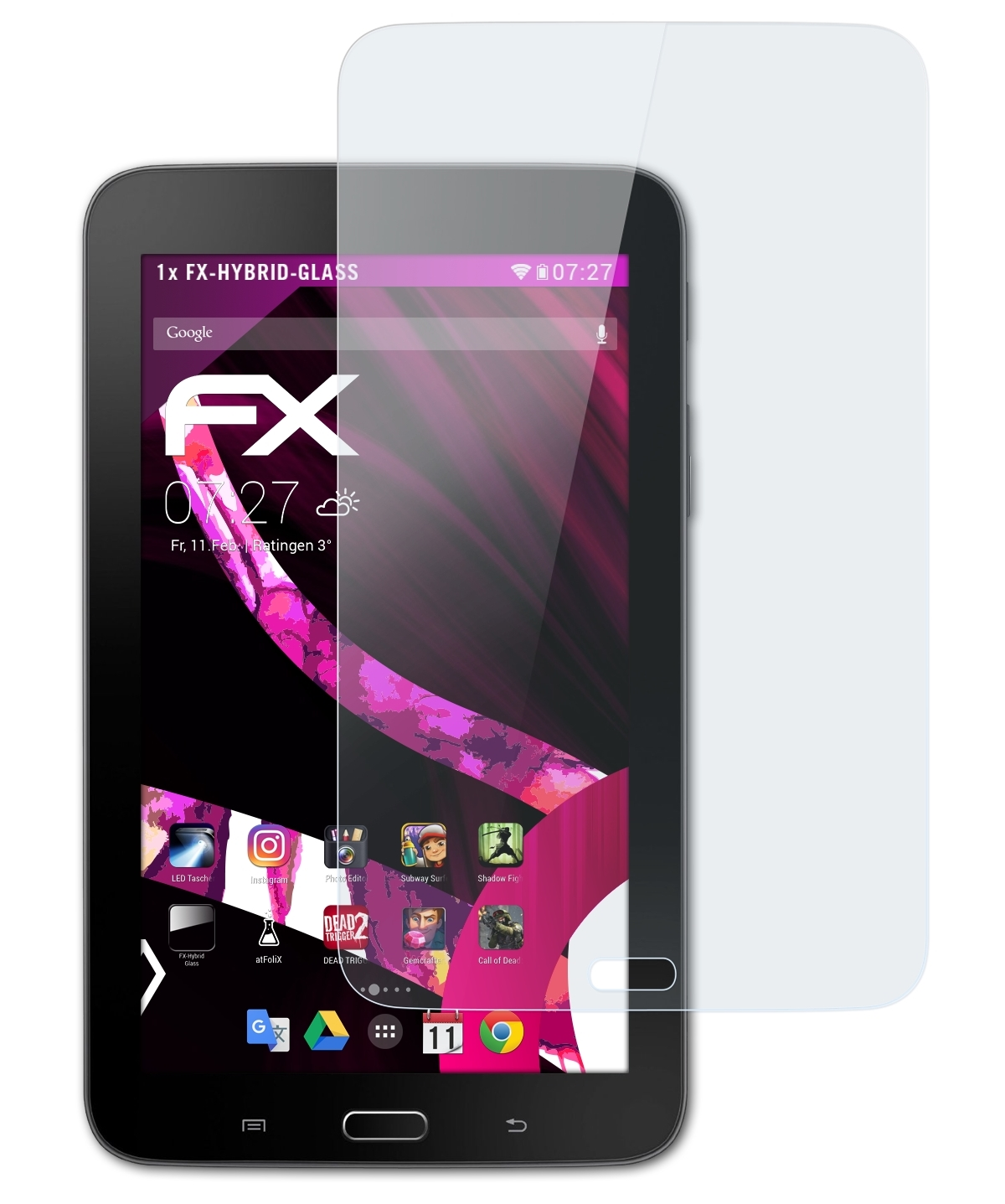 ATFOLIX FX-Hybrid-Glass Schutzglas(für 3 Samsung Lite) Tab 7.0 Galaxy