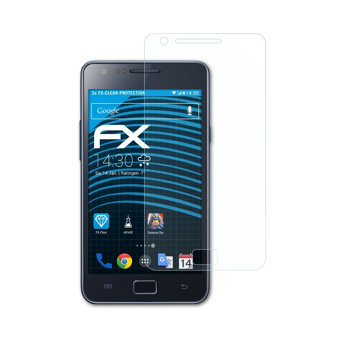 ATFOLIX 3x FX-Clear Displayschutz(für S2 Samsung Galaxy Plus)