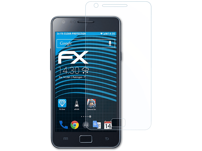 ATFOLIX 3x FX-Clear Displayschutz(für Samsung Galaxy S2 Plus)