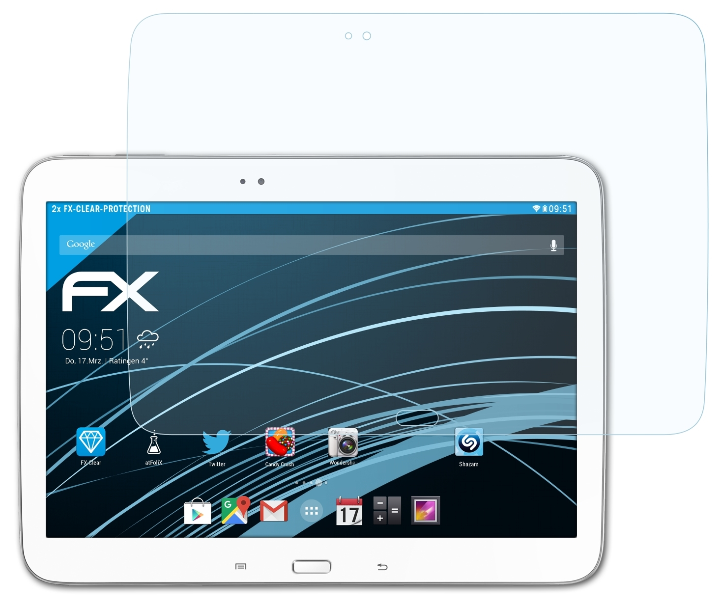 ATFOLIX 2x FX-Clear Displayschutz(für Samsung (WiFi, 10.1 3 3G Galaxy LTE)) & Tab