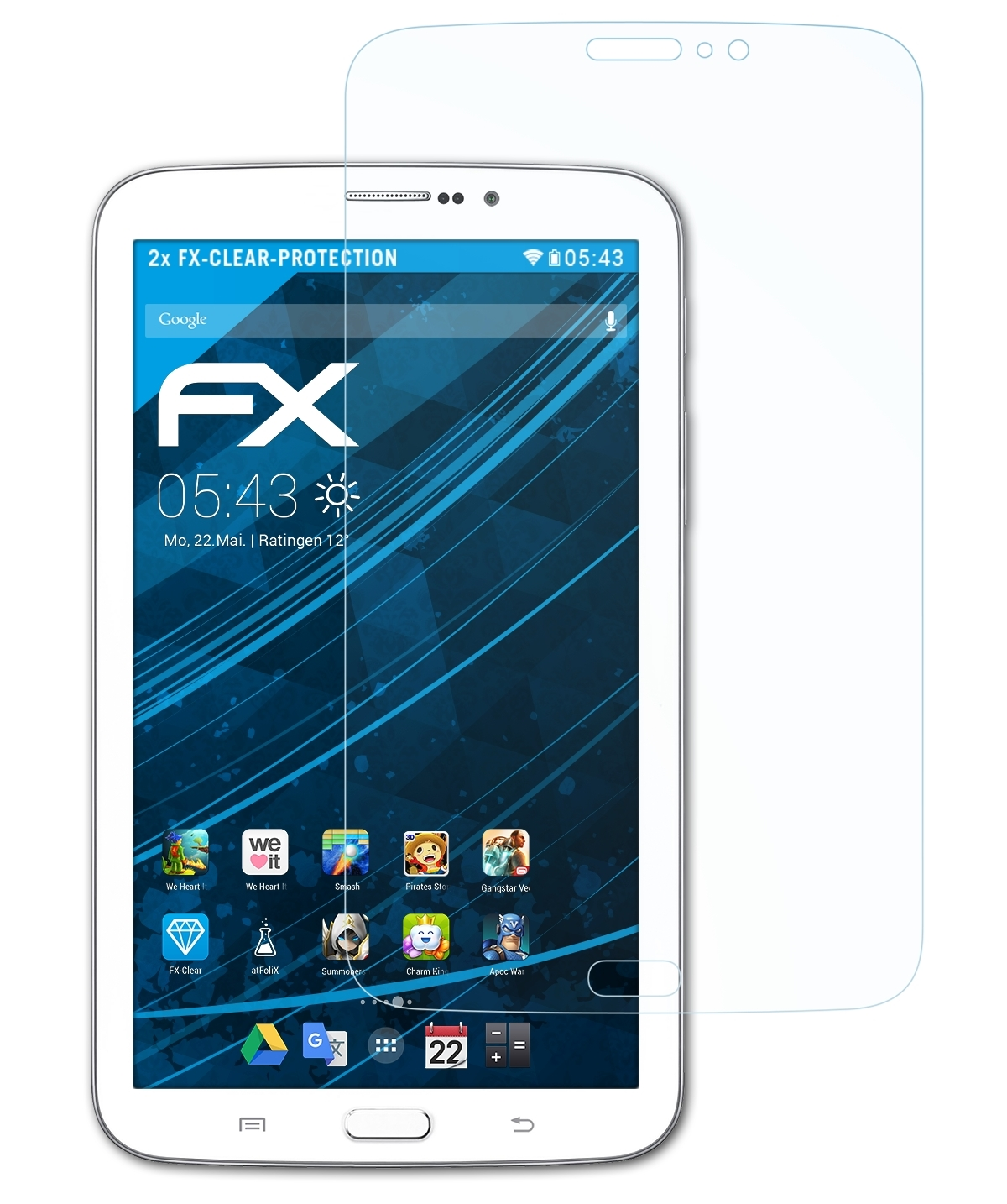 ATFOLIX 2x FX-Clear Displayschutz(für Samsung Tab SM-T2110)) 7.0 3 Galaxy (3G