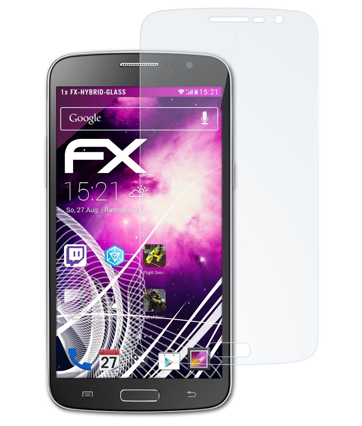 ATFOLIX FX-Hybrid-Glass Schutzglas(für Grand 2) Galaxy Samsung
