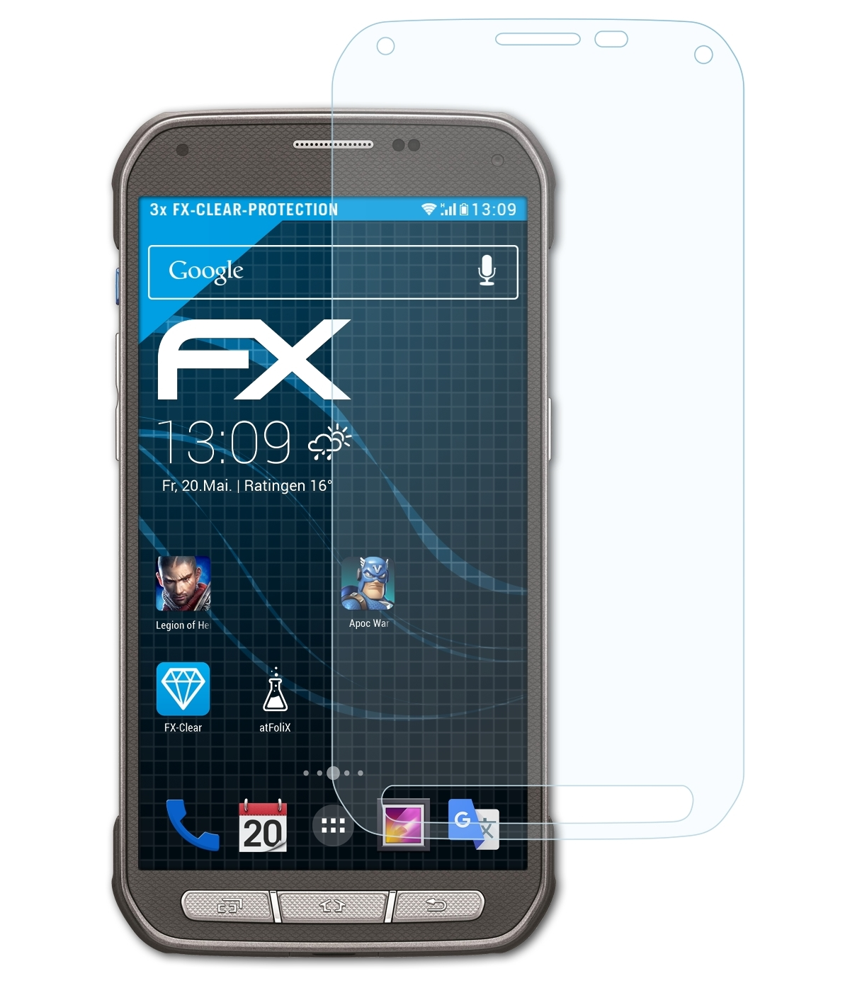 ATFOLIX Displayschutz(für 3x FX-Clear Galaxy S5 Samsung Active)
