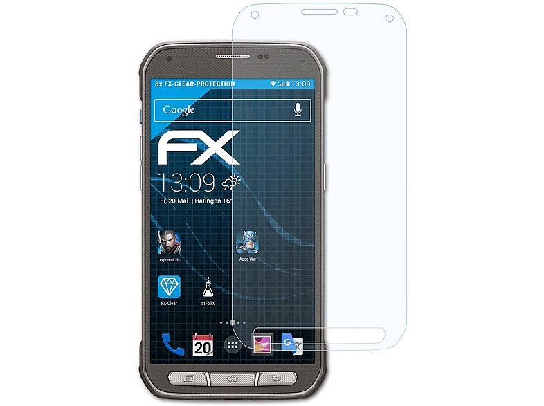 ATFOLIX 3x FX-Clear Displayschutz(für Active) S5 Galaxy Samsung
