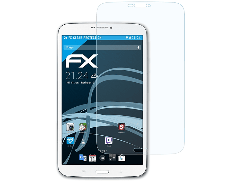 ATFOLIX 2x FX-Clear Displayschutz(für & 8.0 Tab Samsung LTE 3 Galaxy (3G SM-T3150)) SM-T3110