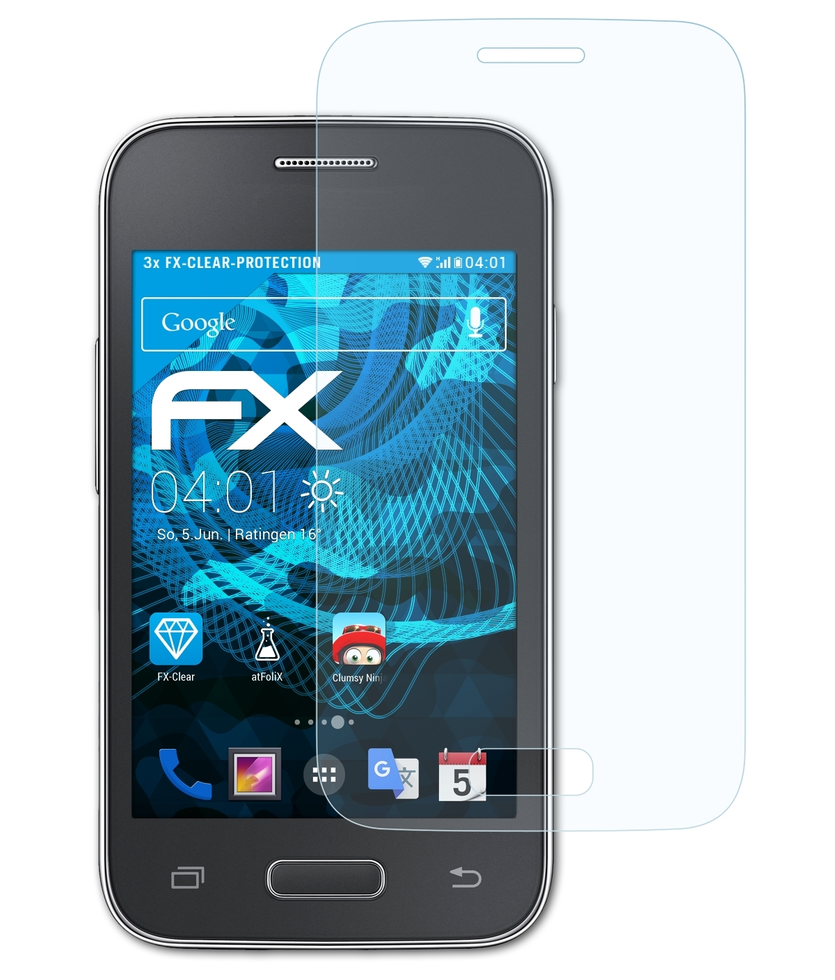 Young Samsung 2) 3x ATFOLIX FX-Clear Displayschutz(für Galaxy