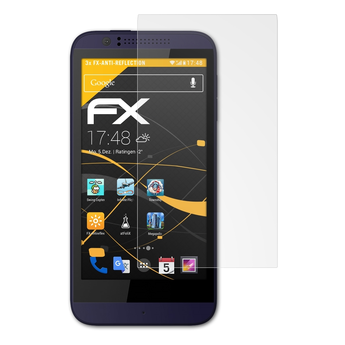 Desire Displayschutz(für 3x ATFOLIX FX-Antireflex 510) HTC