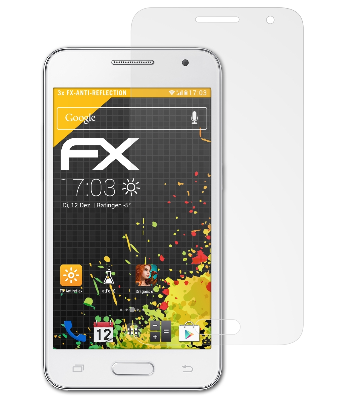 Core FX-Antireflex 2) Galaxy Samsung 3x Displayschutz(für ATFOLIX