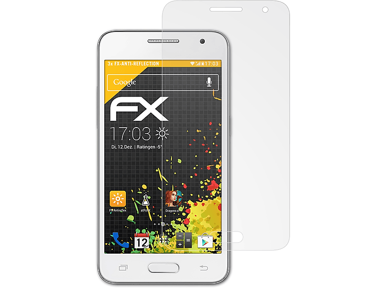 ATFOLIX 3x FX-Antireflex Displayschutz(für Samsung Galaxy Core 2)