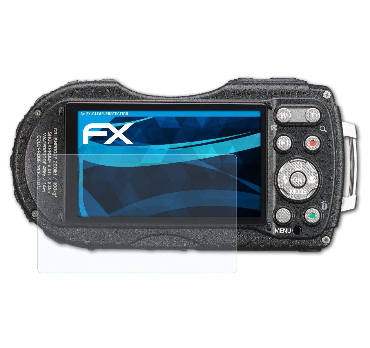 ATFOLIX 3x FX-Clear Displayschutz(für Ricoh GPS) WG-4