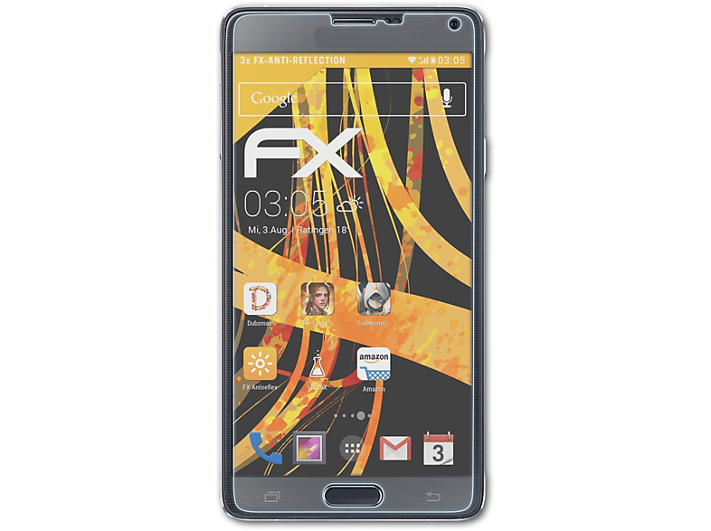 ATFOLIX 3x FX-Antireflex Displayschutz(für Samsung Galaxy Note 4)