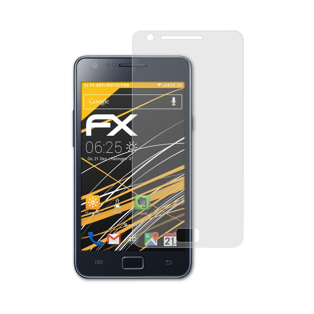 Samsung Galaxy ATFOLIX FX-Antireflex 3x Displayschutz(für Plus) S2