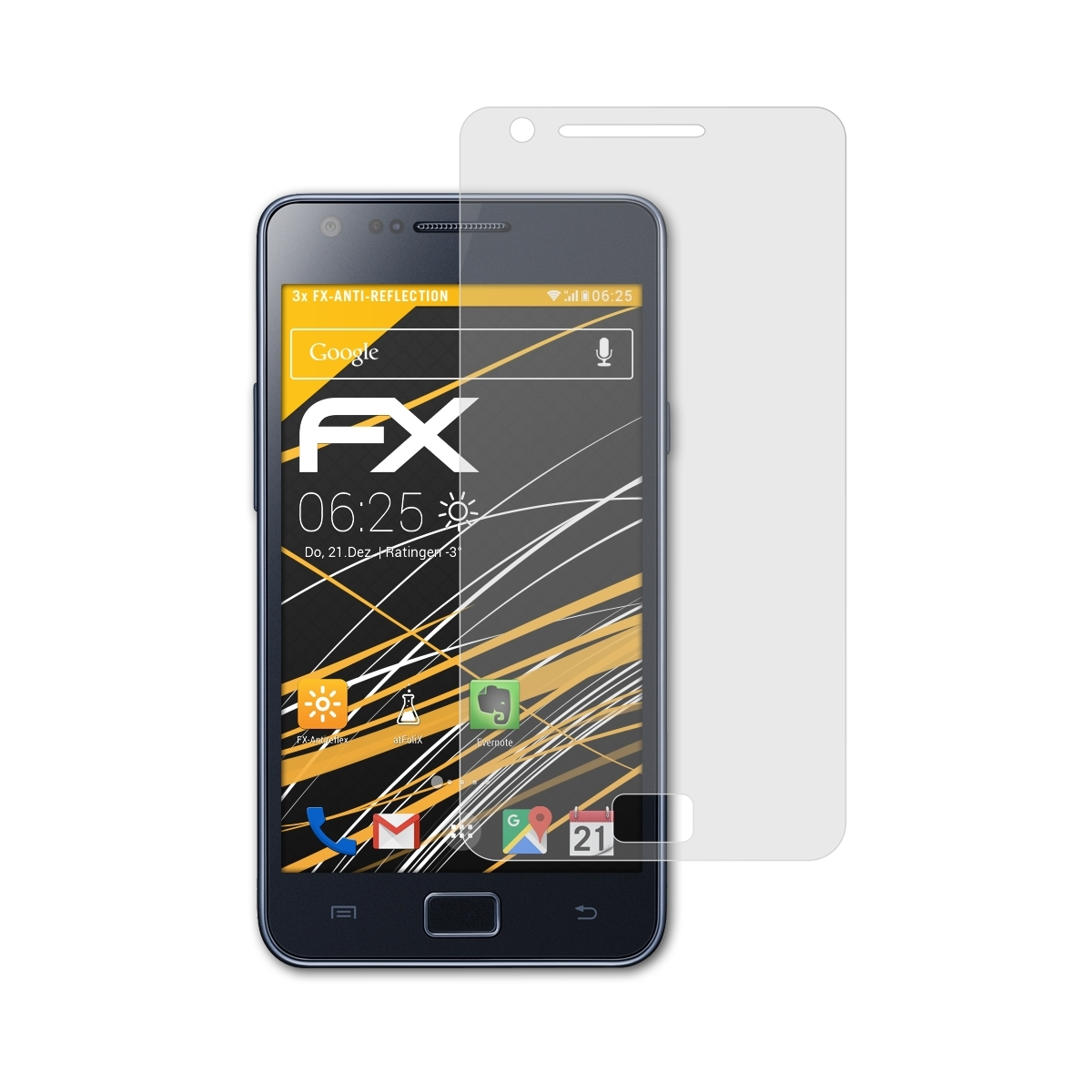 Displayschutz(für FX-Antireflex Samsung Galaxy ATFOLIX S2 Plus) 3x