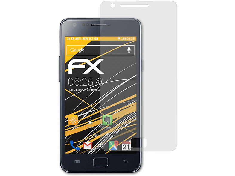 Displayschutz(für 3x S2 FX-Antireflex Samsung Galaxy ATFOLIX Plus)