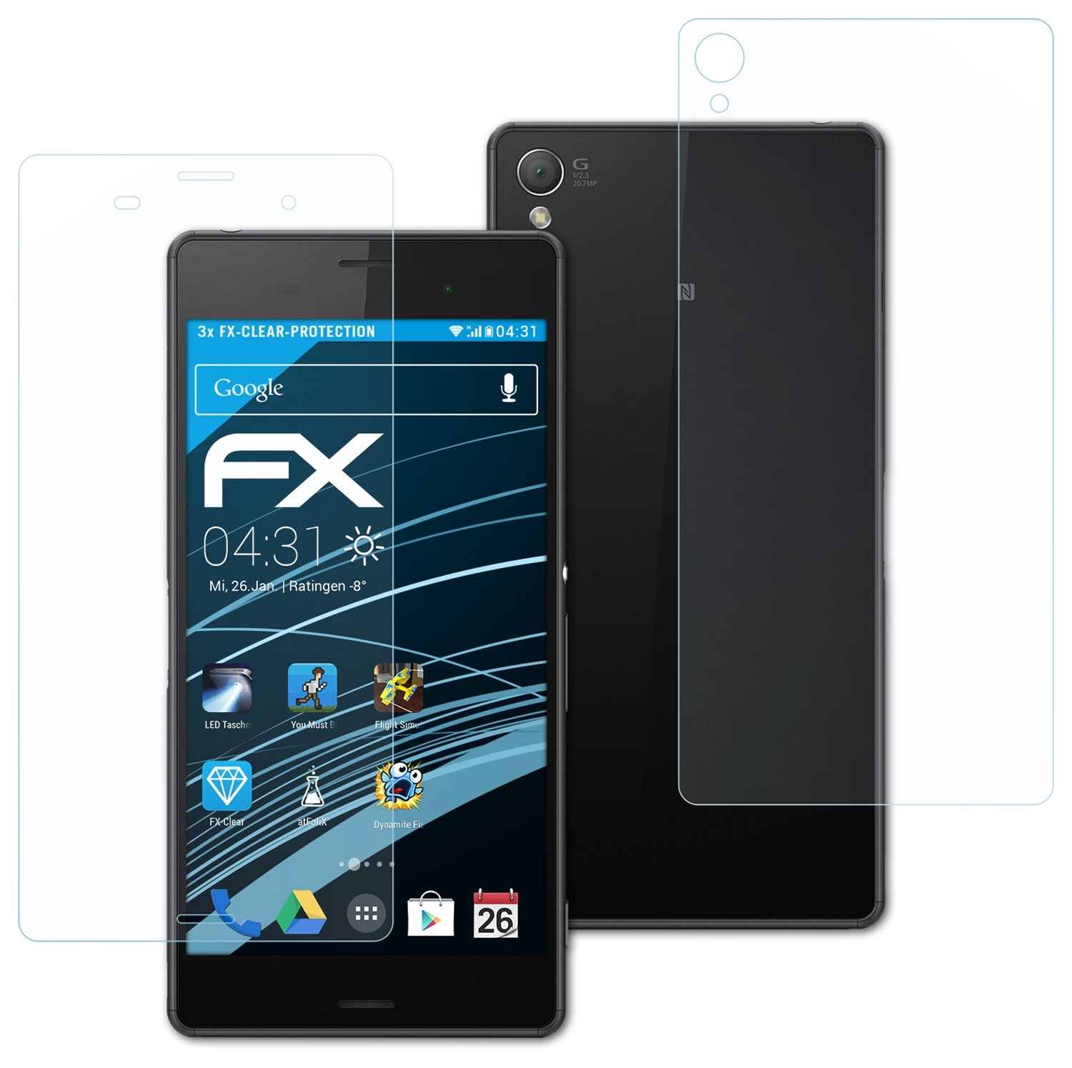 ATFOLIX 3x FX-Clear Displayschutz(für Sony Z3) Xperia